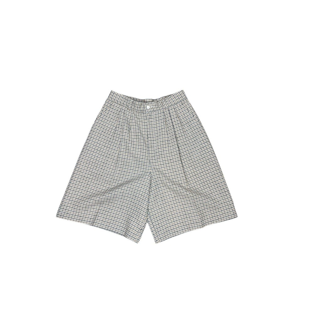 Tofy Vintage Plaid Wool Blend Bermuda Shorts Women's Size 8 High Waist USA